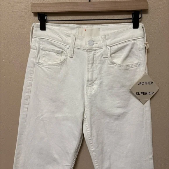 Mother Superior The Smarty Pants Skimp Jeans Totally Innocent White 24 NWT New - Picture 4 of 15